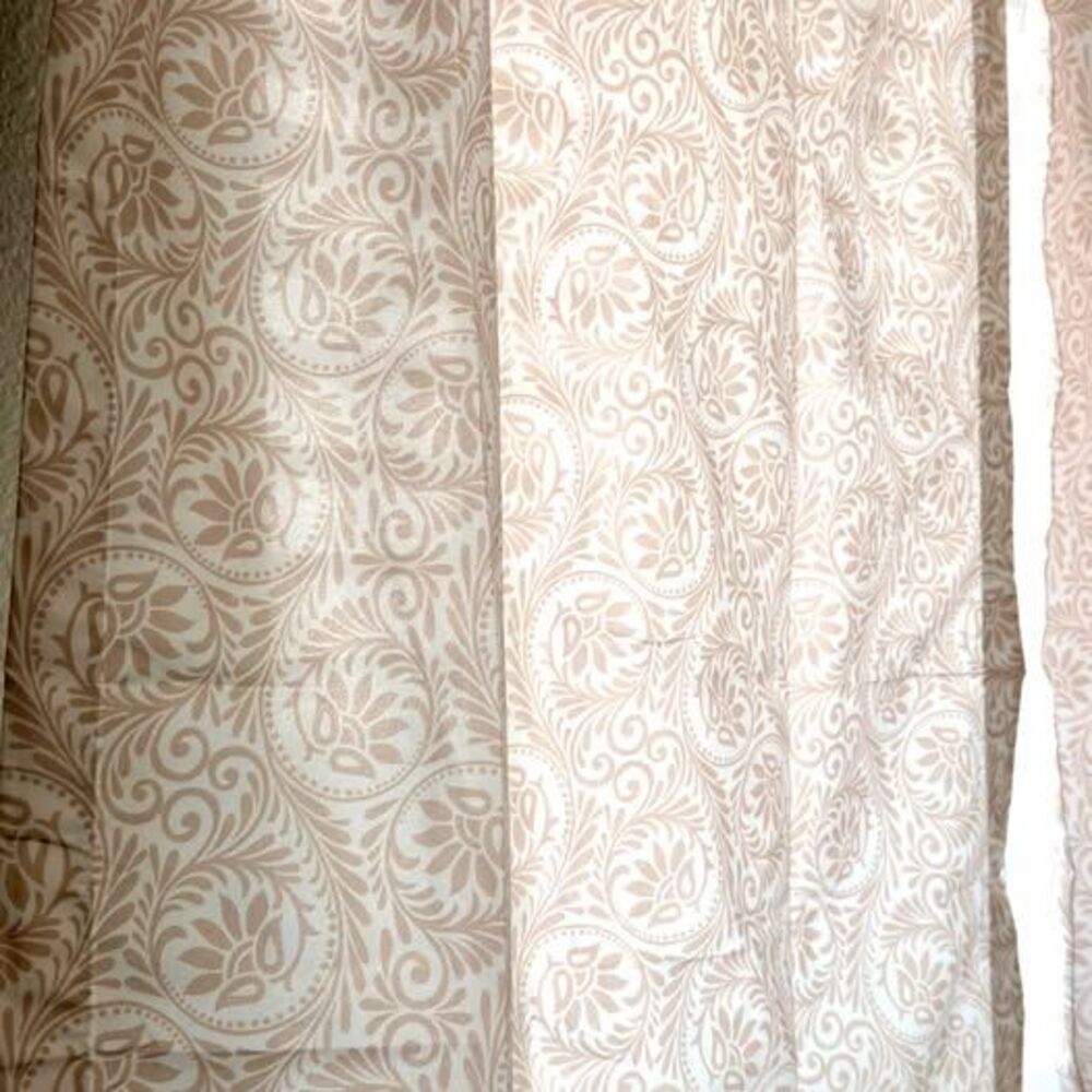Cream Beige Botanical Floral Curtain Panels 28x63 Set of 2